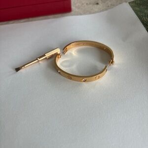 Cartier love bracelet 4 diamonds pink gold size 15